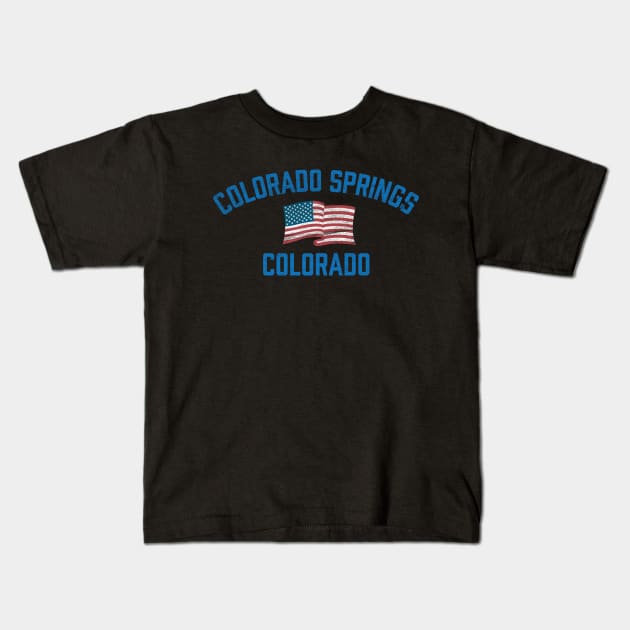 Colorado Springs Colorado Vintage USA Flag Kids T-Shirt by TGKelly